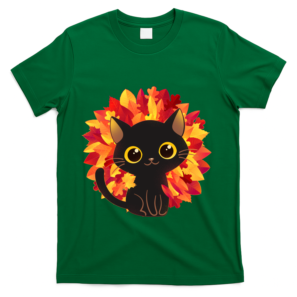 Cute Autumn Fall Black Cat T-Shirt product image 4