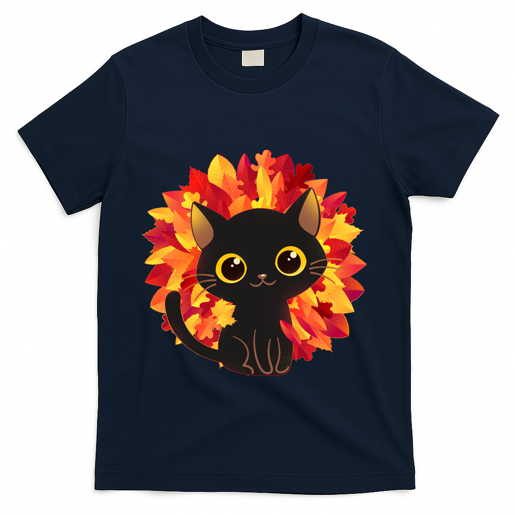Cute Autumn Fall Black Cat T-Shirt product image 3