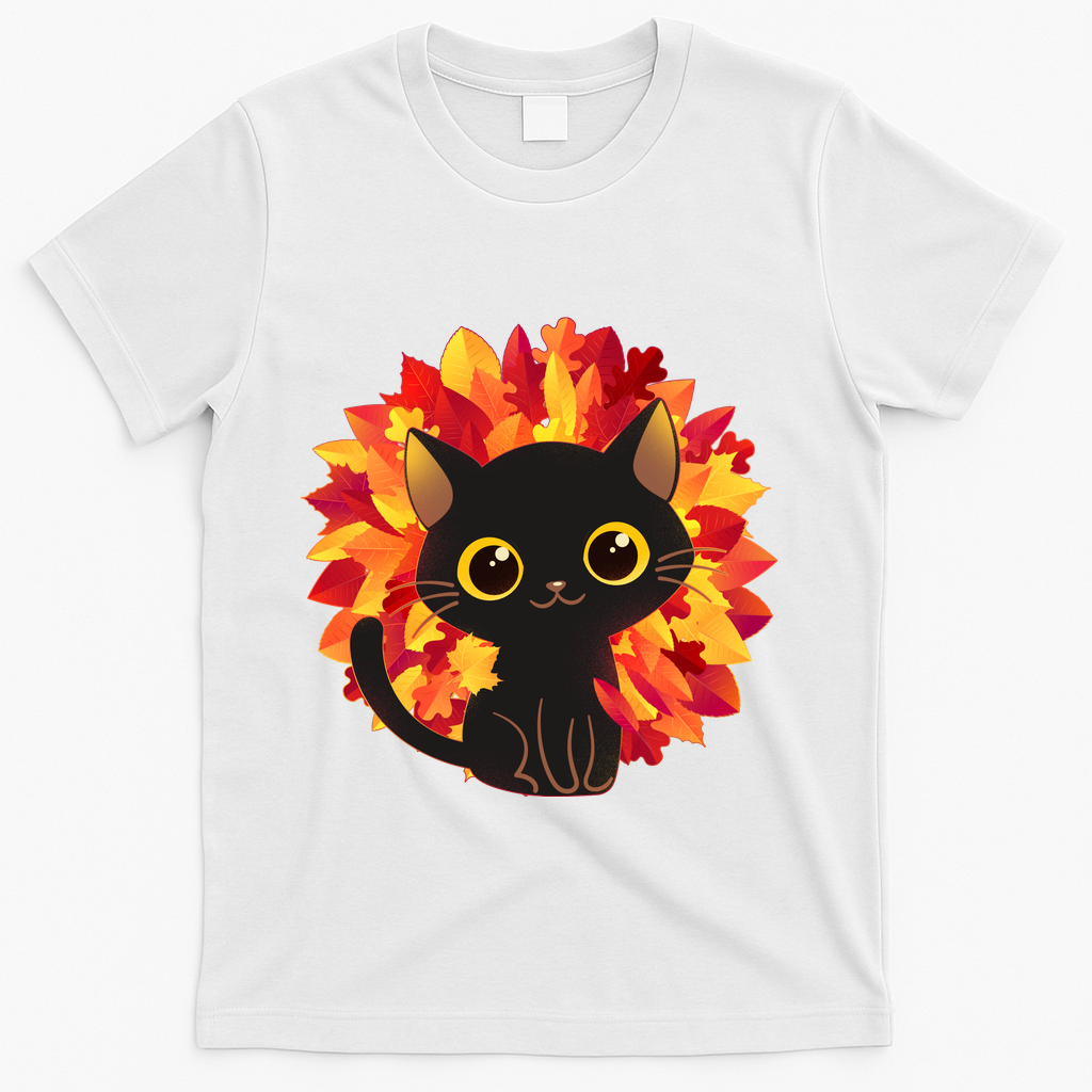 Cute Autumn Fall Black Cat T-Shirt product image 2