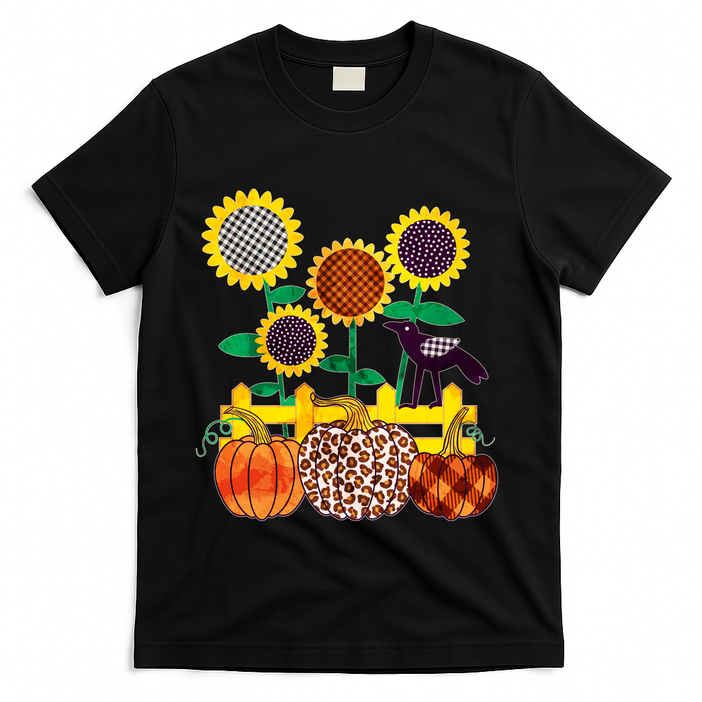 Cute Autumn Fall Patterns Raven Crow Sunflowers Pumpkins product image 1