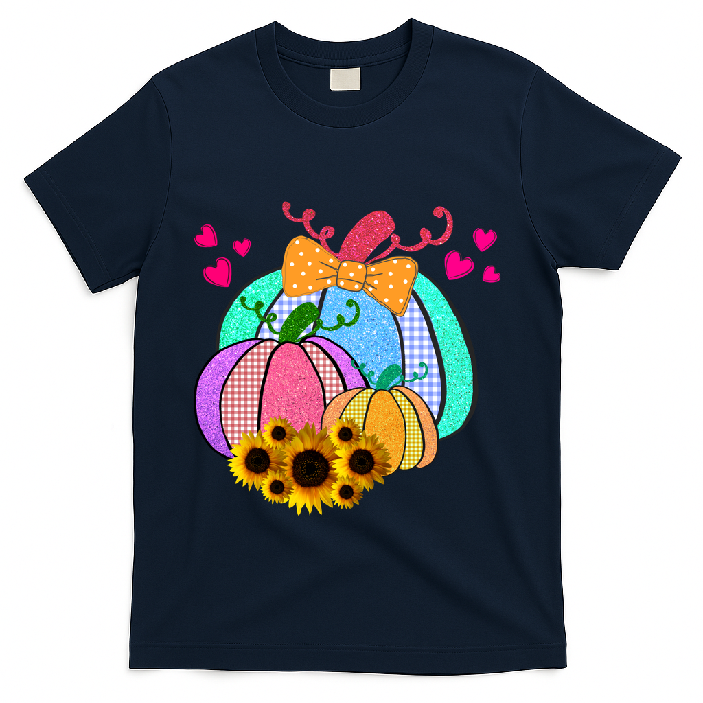 Colorful Cute Halloween Sunflower Pumpkin T-Shirt product image 3