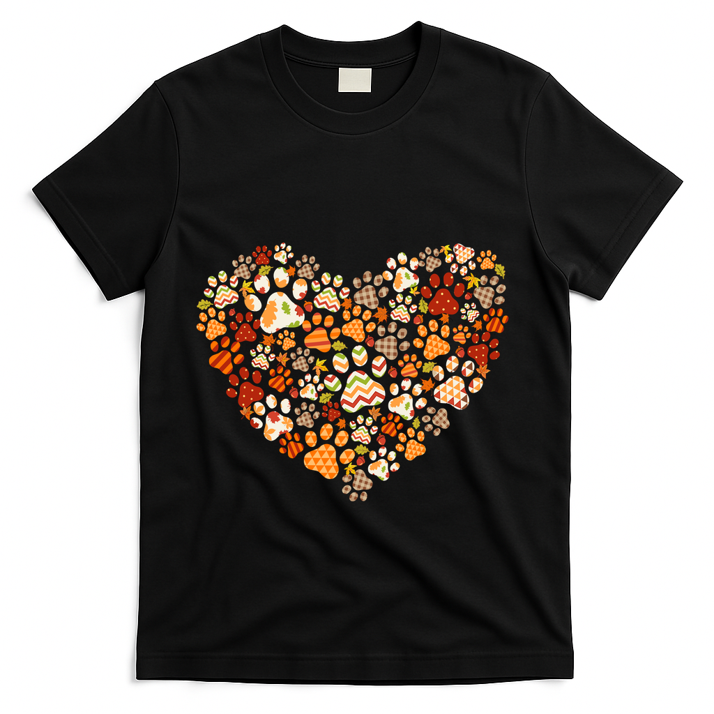 Cute Dog Cat Paw Print Pumpkin Autumn Leaf Fall product image 1