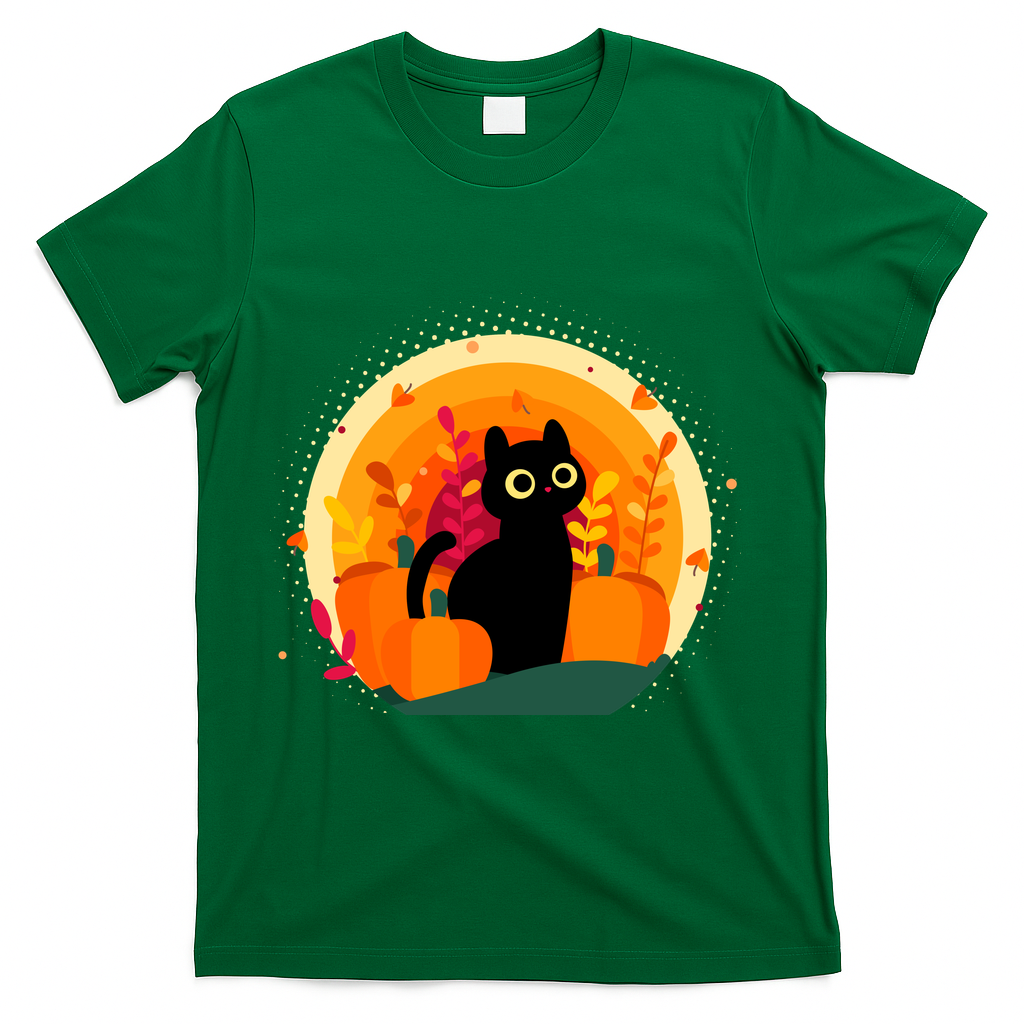 Cute Fall Autumn Lover Black Cat And Pumpkins T-Shirt product image 4
