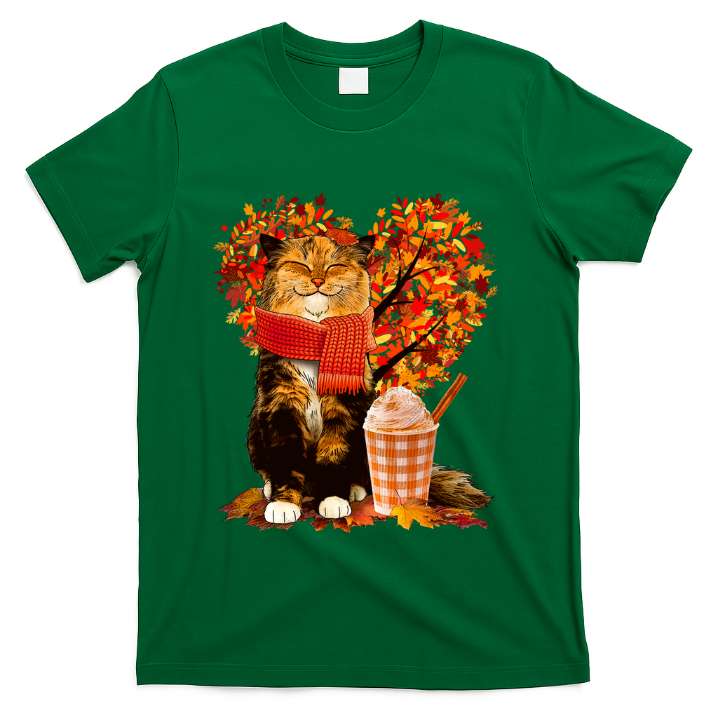 Cute Happy Autumn Cat With Pumpkin Spice Drink Fall Lover product image 4
