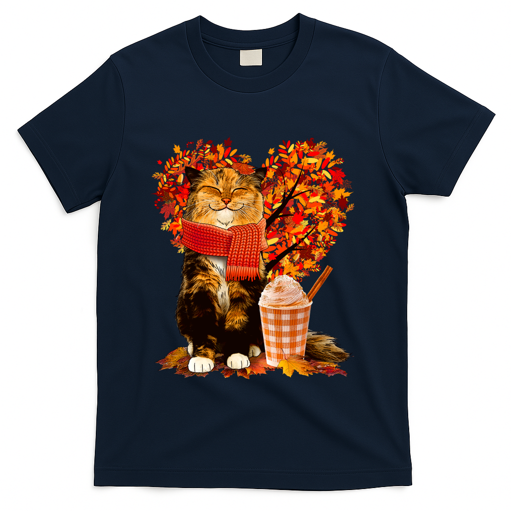 Cute Happy Autumn Cat With Pumpkin Spice Drink Fall Lover product image 3