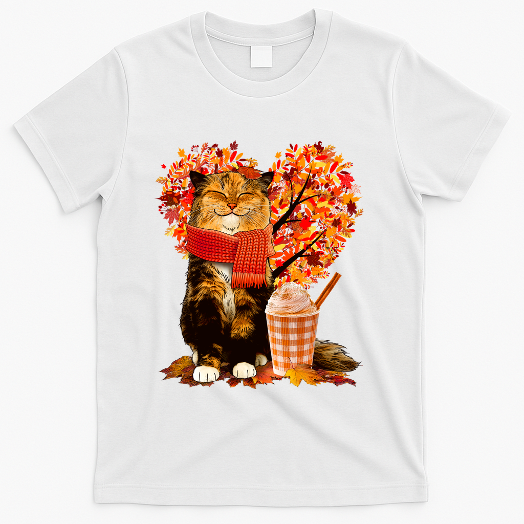 Cute Happy Autumn Cat With Pumpkin Spice Drink Fall Lover product image 2