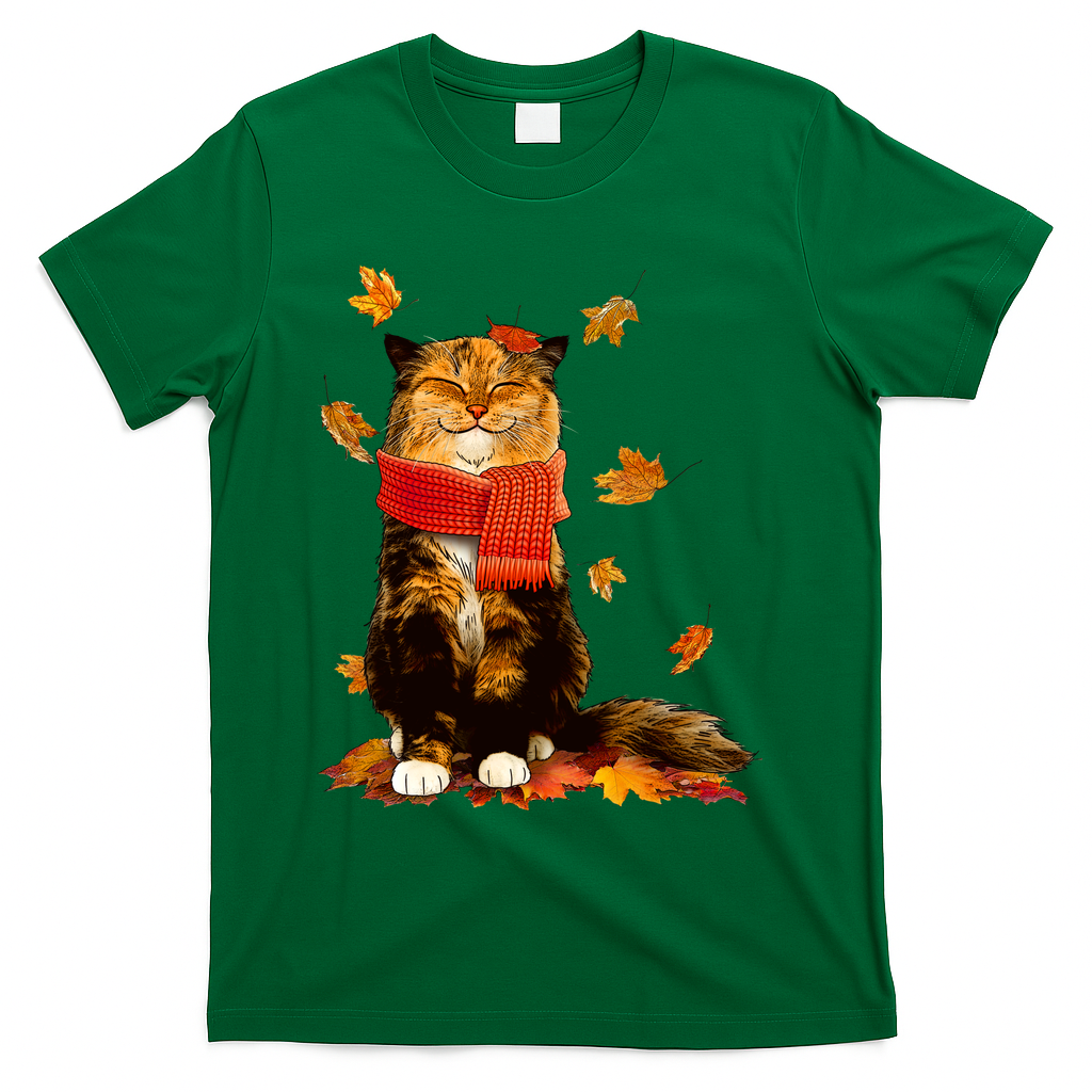 Cute Happy Autumn Cat Fall Season Lover T-Shirt product image 4