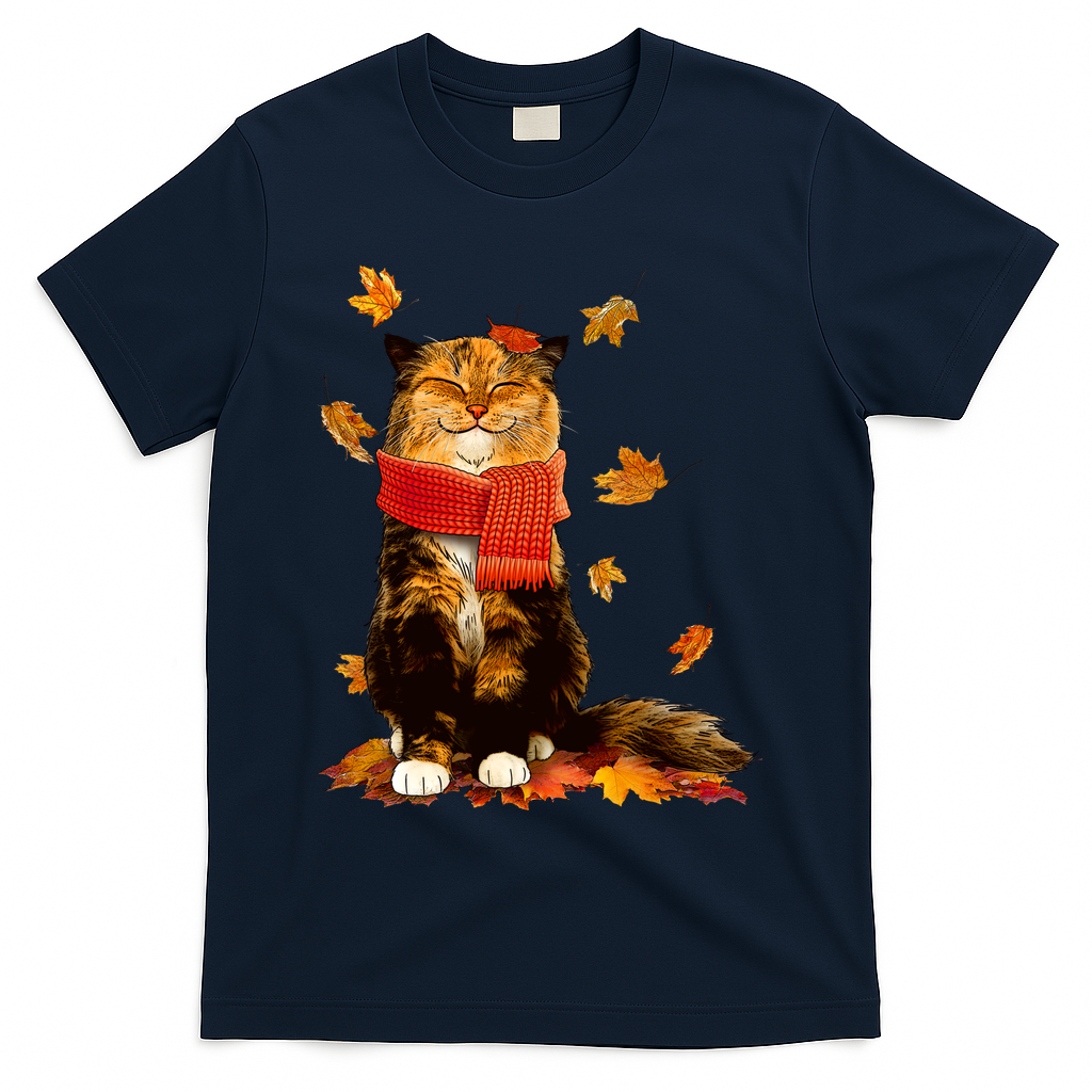 Cute Happy Autumn Cat Fall Season Lover T-Shirt product image 3