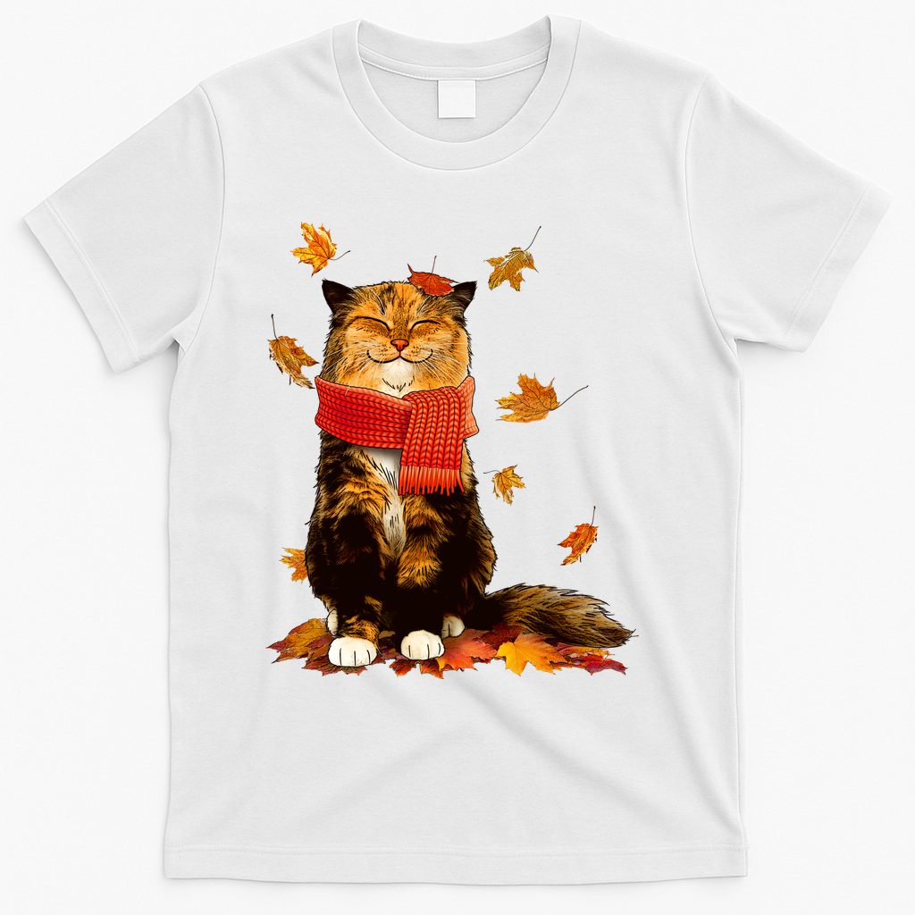 Cute Happy Autumn Cat Fall Season Lover T-Shirt product image 2