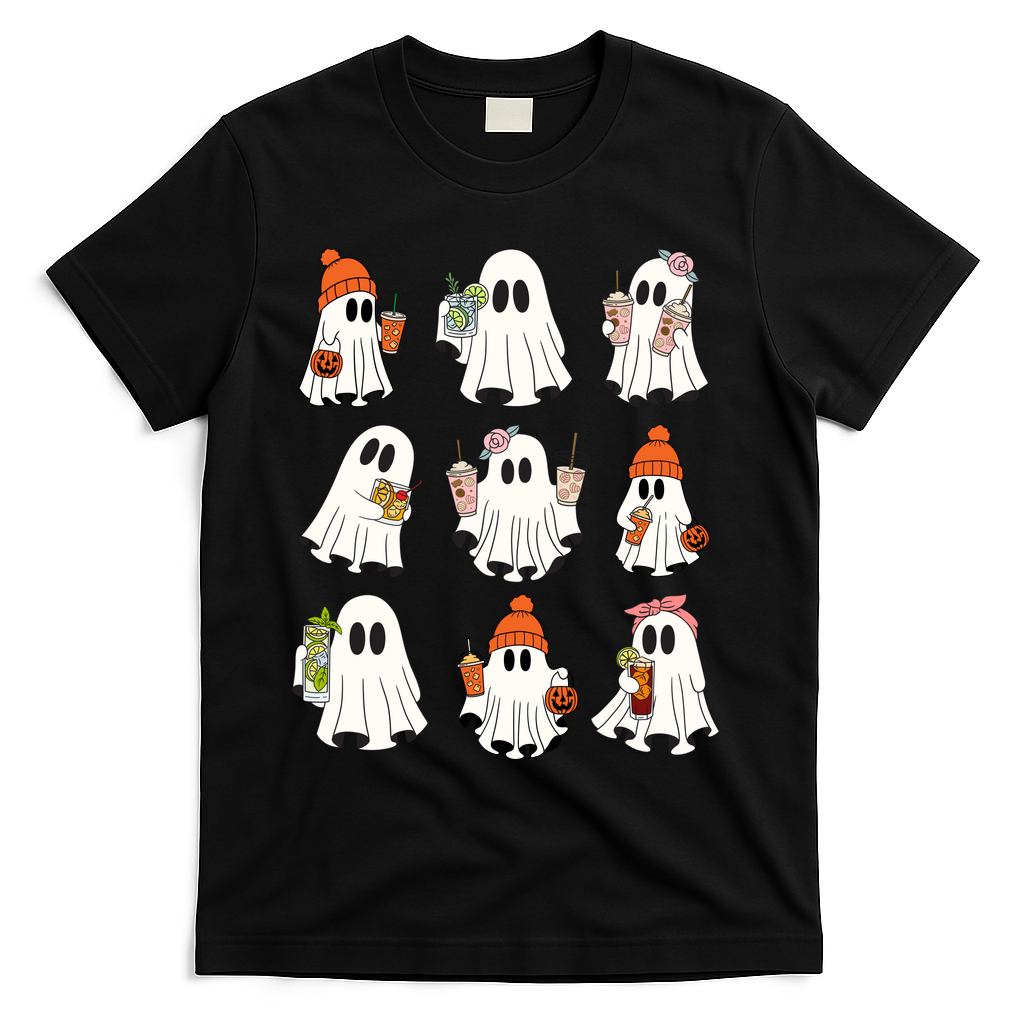 Cute Halloween Ghost Vibes Spooky Autumn Gift T-Shirt product image 1