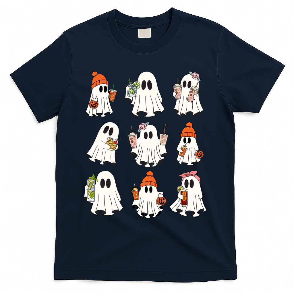 Cute Halloween Ghost Vibes Spooky Autumn Gift T-Shirt product image 3