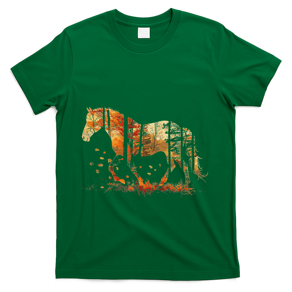 Cute Horse Lover Autumn Leaves Pony Animal Wildlife T-Shirt product image 4