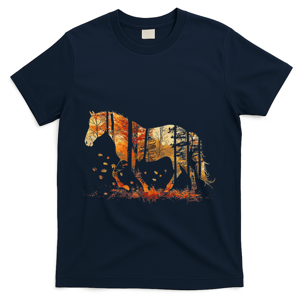 Cute Horse Lover Autumn Leaves Pony Animal Wildlife T-Shirt product image 3
