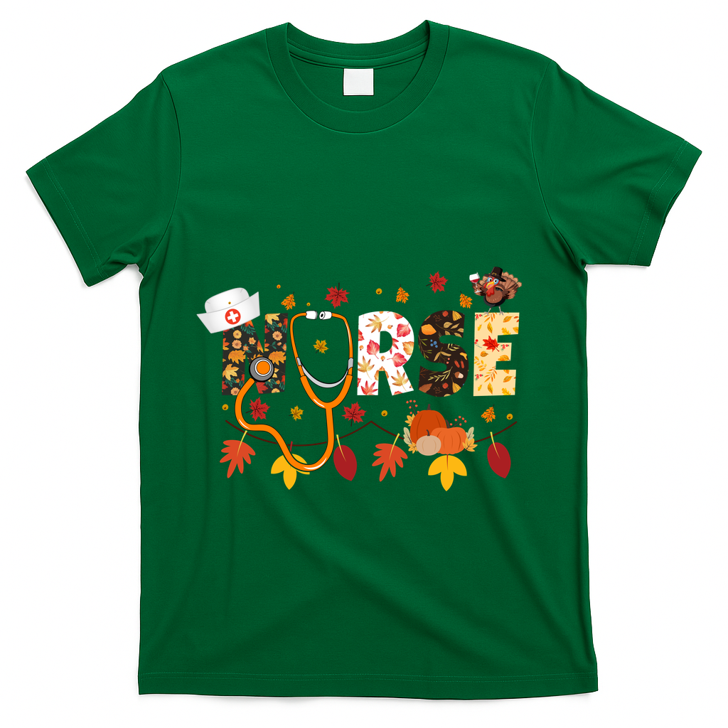 Cute Nurse Fall Thanksgiving Autumn T-Shirt product image 4