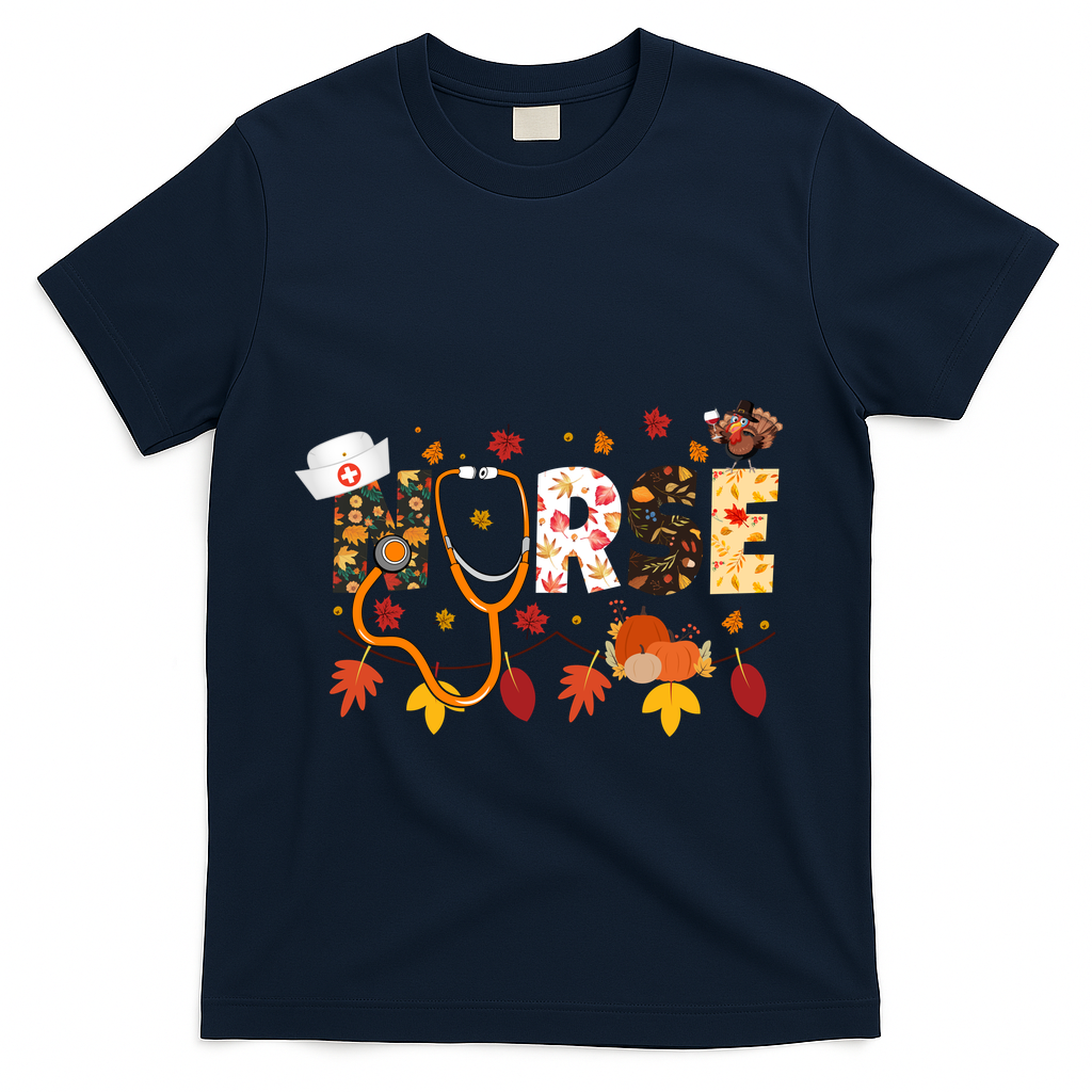 Cute Nurse Fall Thanksgiving Autumn T-Shirt product image 3