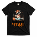 Coffee Raccoon Cute But Feral Autumn Design Gift T-Shirt product image 1