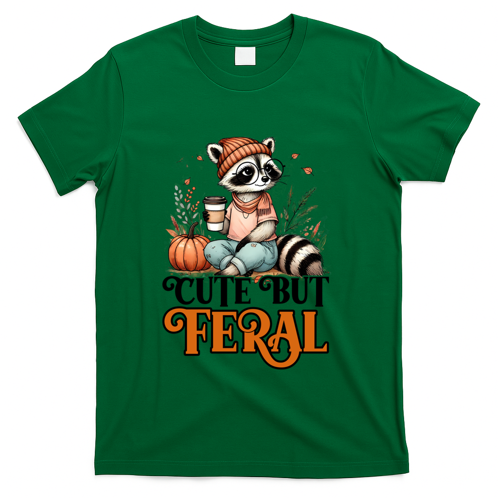 Coffee Raccoon Cute But Feral Autumn Design Gift T-Shirt product image 4