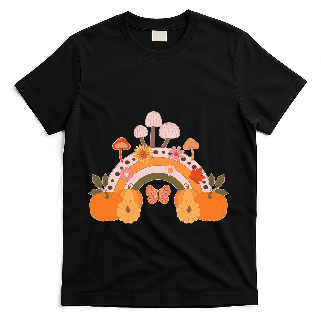 Cute Retro Vintage Fall Autumn Rainbow Mushrooms Pumpkins product image 1