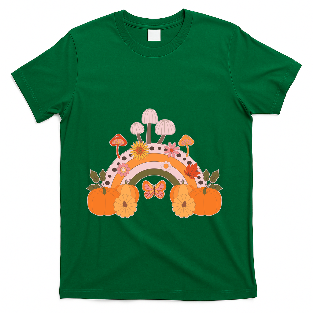 Cute Retro Vintage Fall Autumn Rainbow Mushrooms Pumpkins product image 4