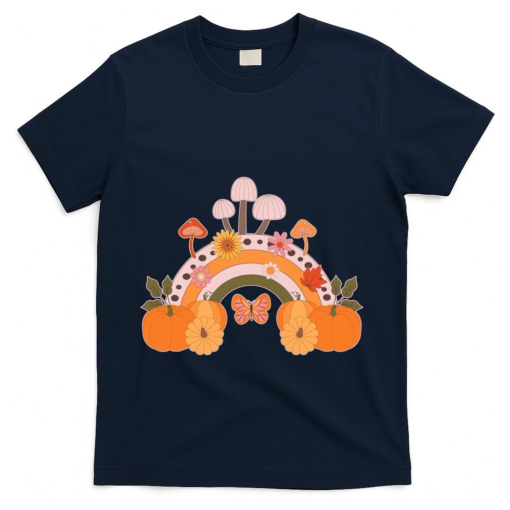 Cute Retro Vintage Fall Autumn Rainbow Mushrooms Pumpkins product image 3