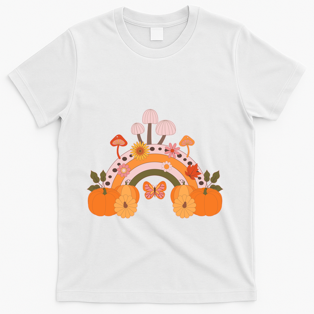 Cute Retro Vintage Fall Autumn Rainbow Mushrooms Pumpkins product image 2