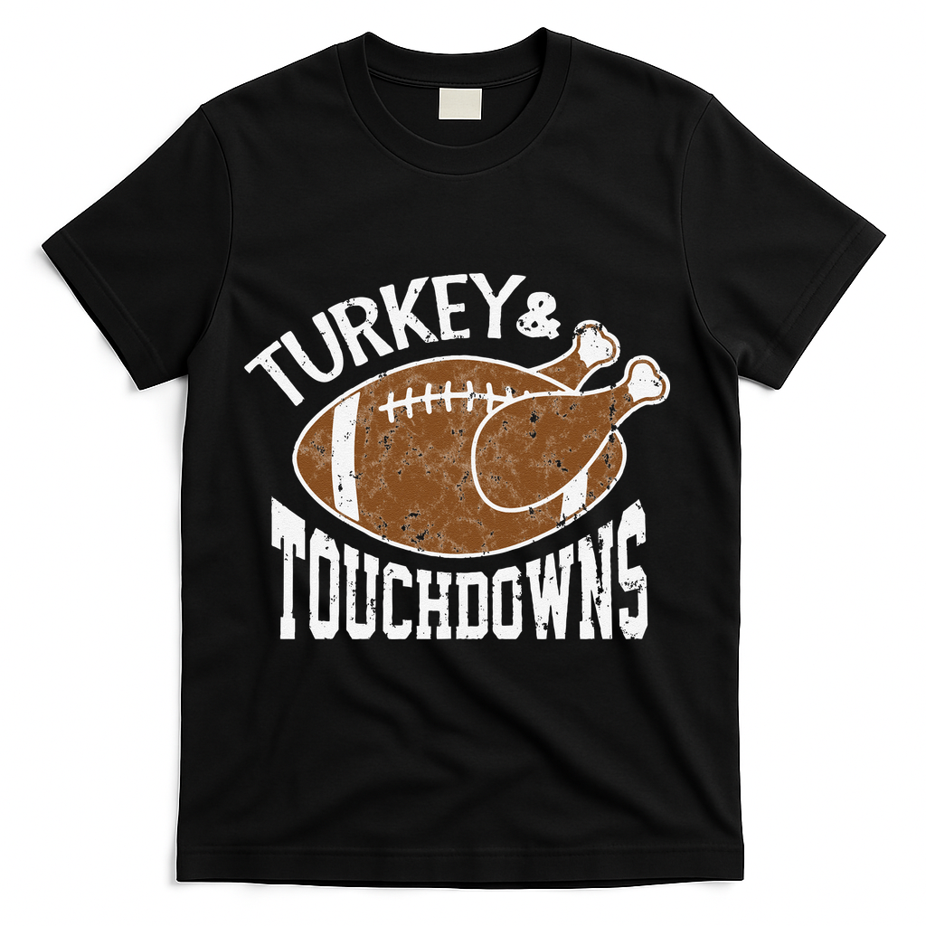 Cute Turkey And Touchdowns Funny Thanksgiving Football product image 1