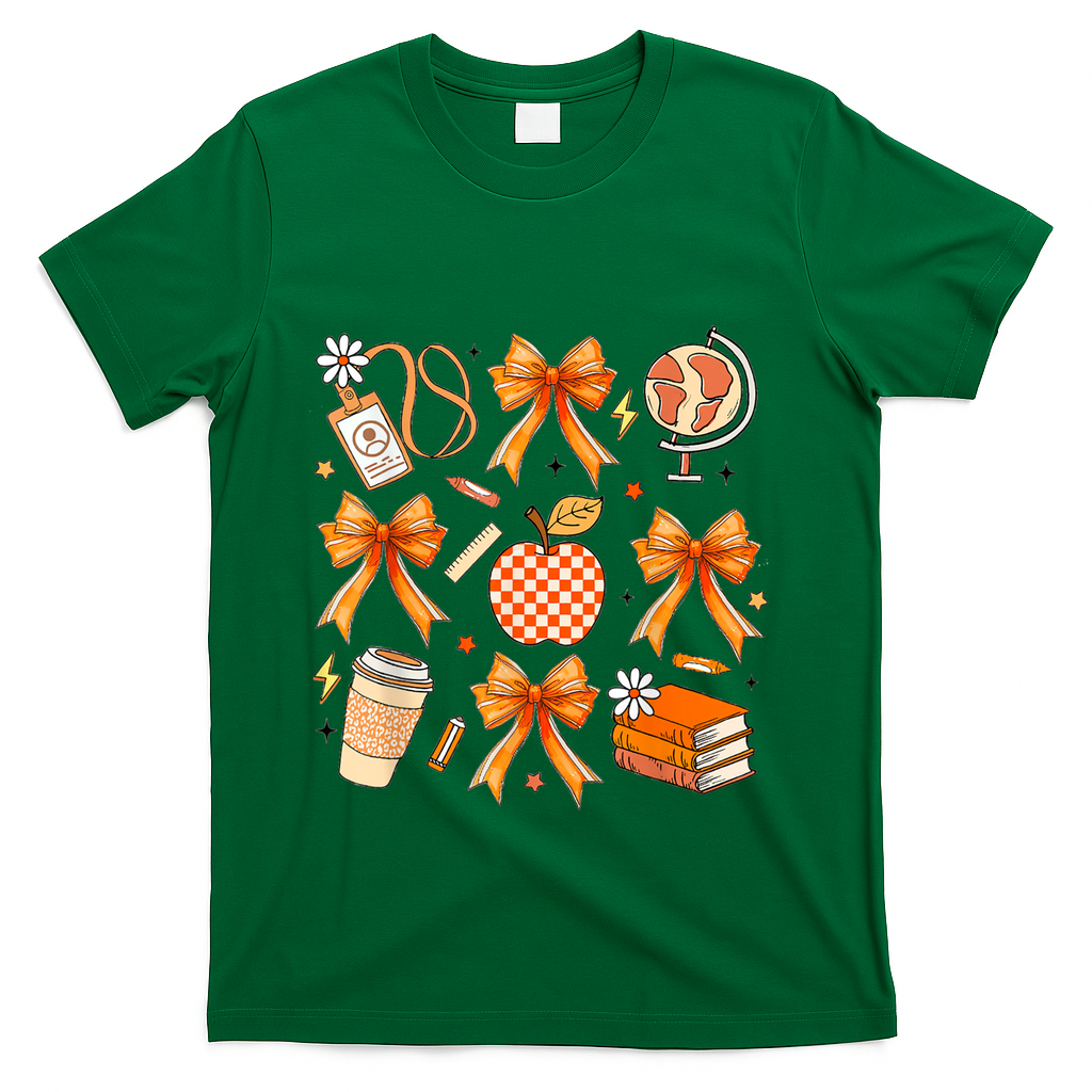 Coquette Teacher Game Day Fall Autumn Book Coffee T-Shirt product image 4