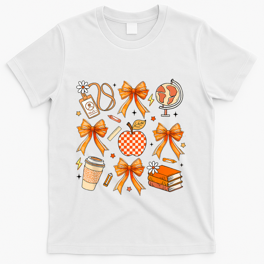 Coquette Teacher Game Day Fall Autumn Book Coffee T-Shirt product image 2