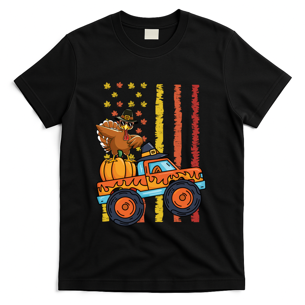 Dabbing Turkey Pumpkin Truck Autumn Usa Flag Thanksgiving product image 1