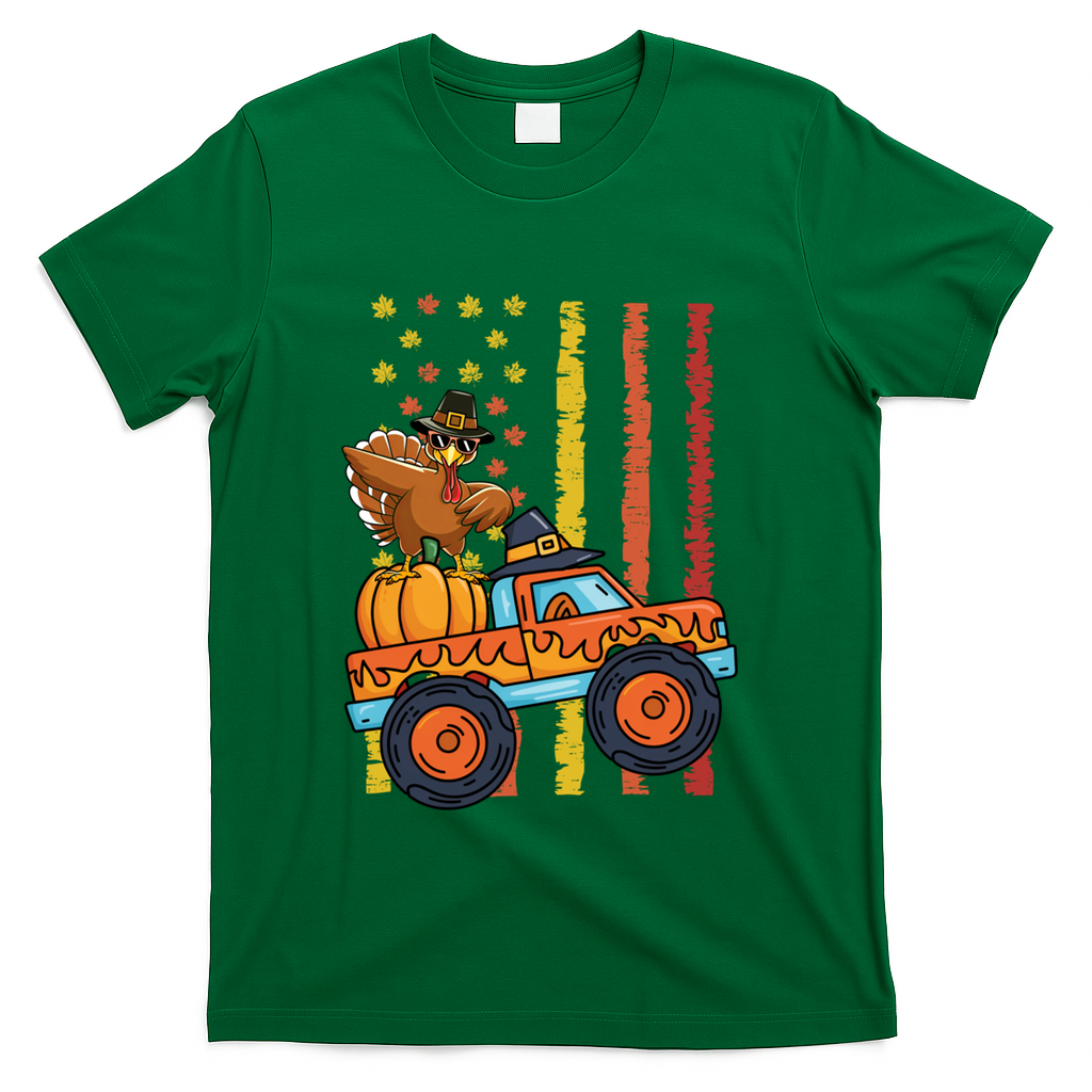 Dabbing Turkey Pumpkin Truck Autumn Usa Flag Thanksgiving product image 4
