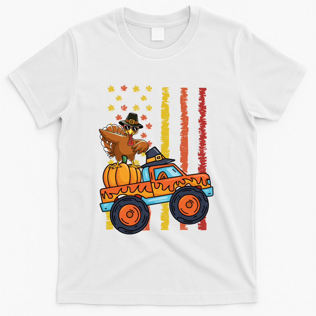 Dabbing Turkey Pumpkin Truck Autumn Usa Flag Thanksgiving product image 2