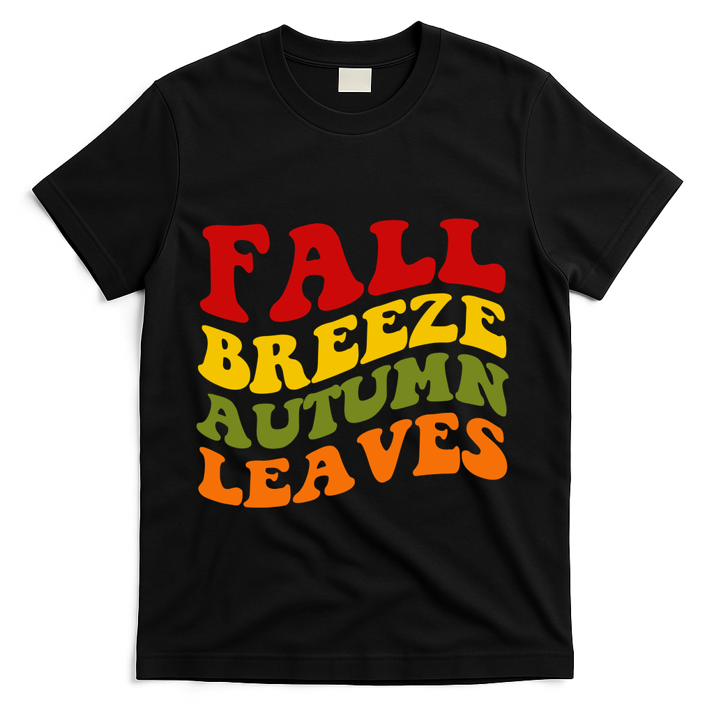 Fall Breeze Autumn Leaves Retro T-Shirt product image 1