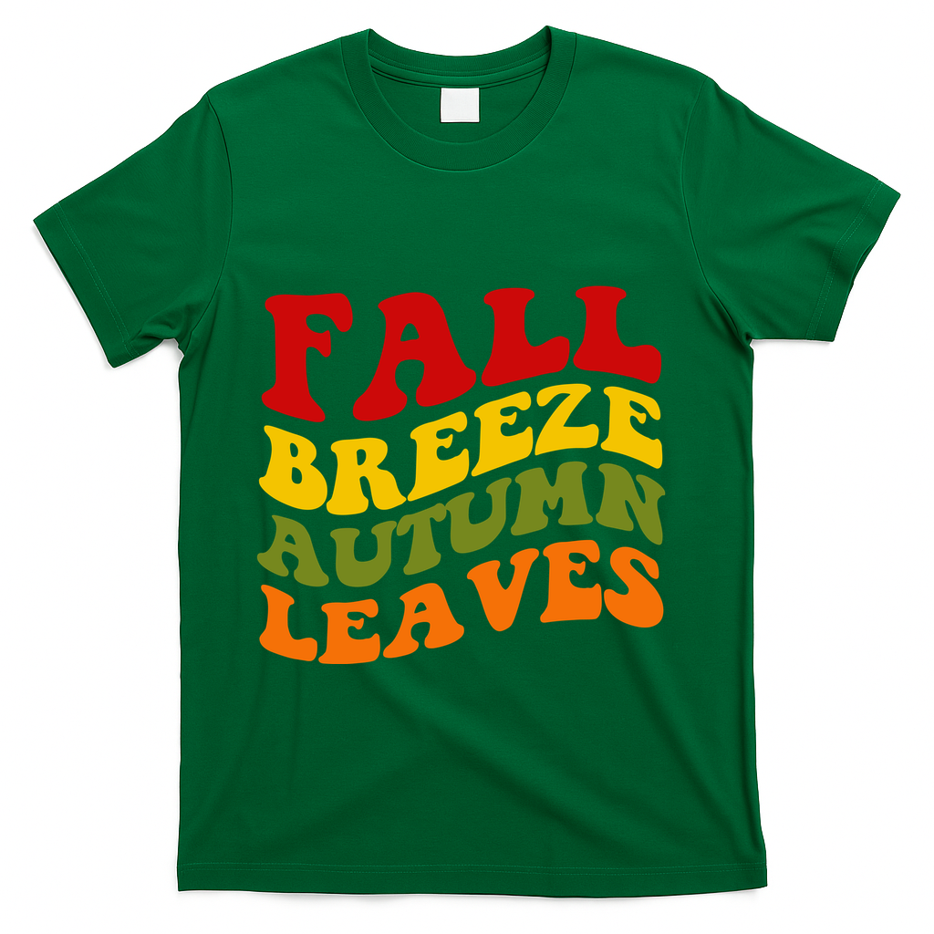 Fall Breeze Autumn Leaves Retro T-Shirt product image 4