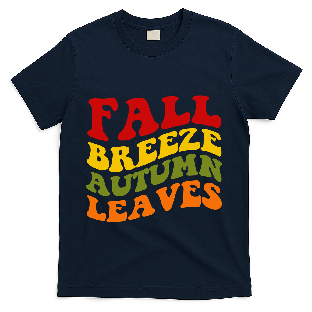 Fall Breeze Autumn Leaves Retro T-Shirt product image 3