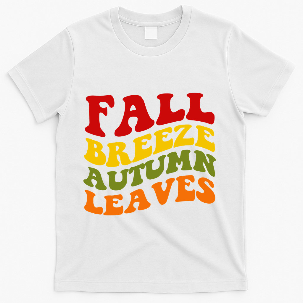 Fall Breeze Autumn Leaves Retro T-Shirt product image 2
