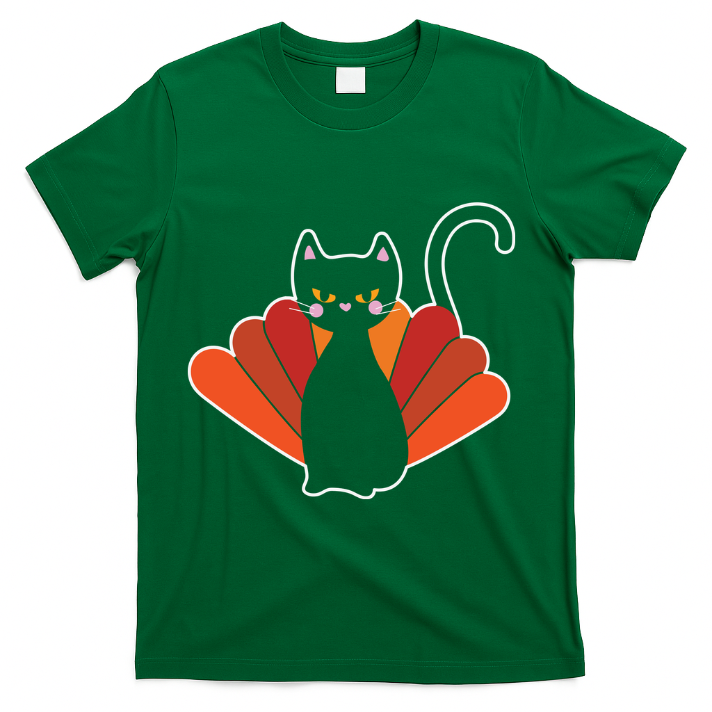 Funny Cute Thanksgiving Cat Turkey T-Shirt product image 4