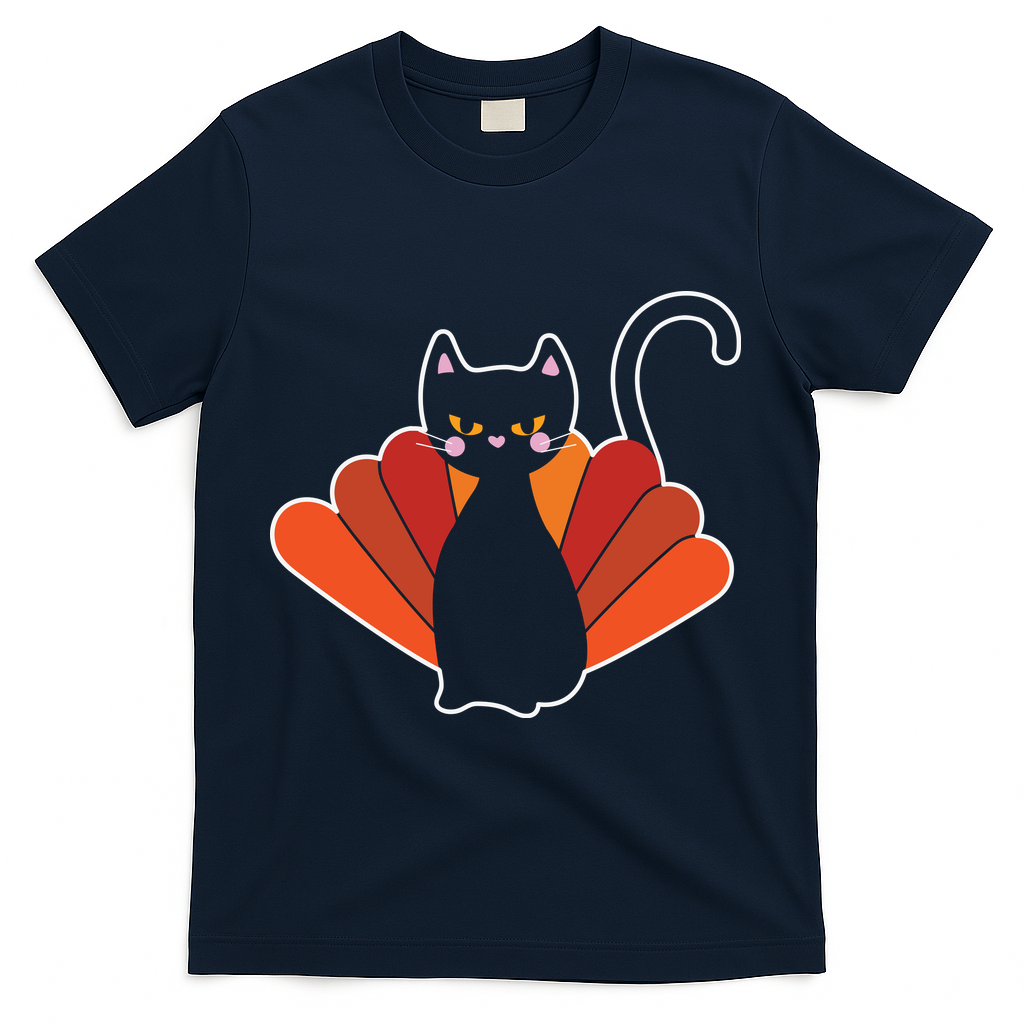 Funny Cute Thanksgiving Cat Turkey T-Shirt product image 3