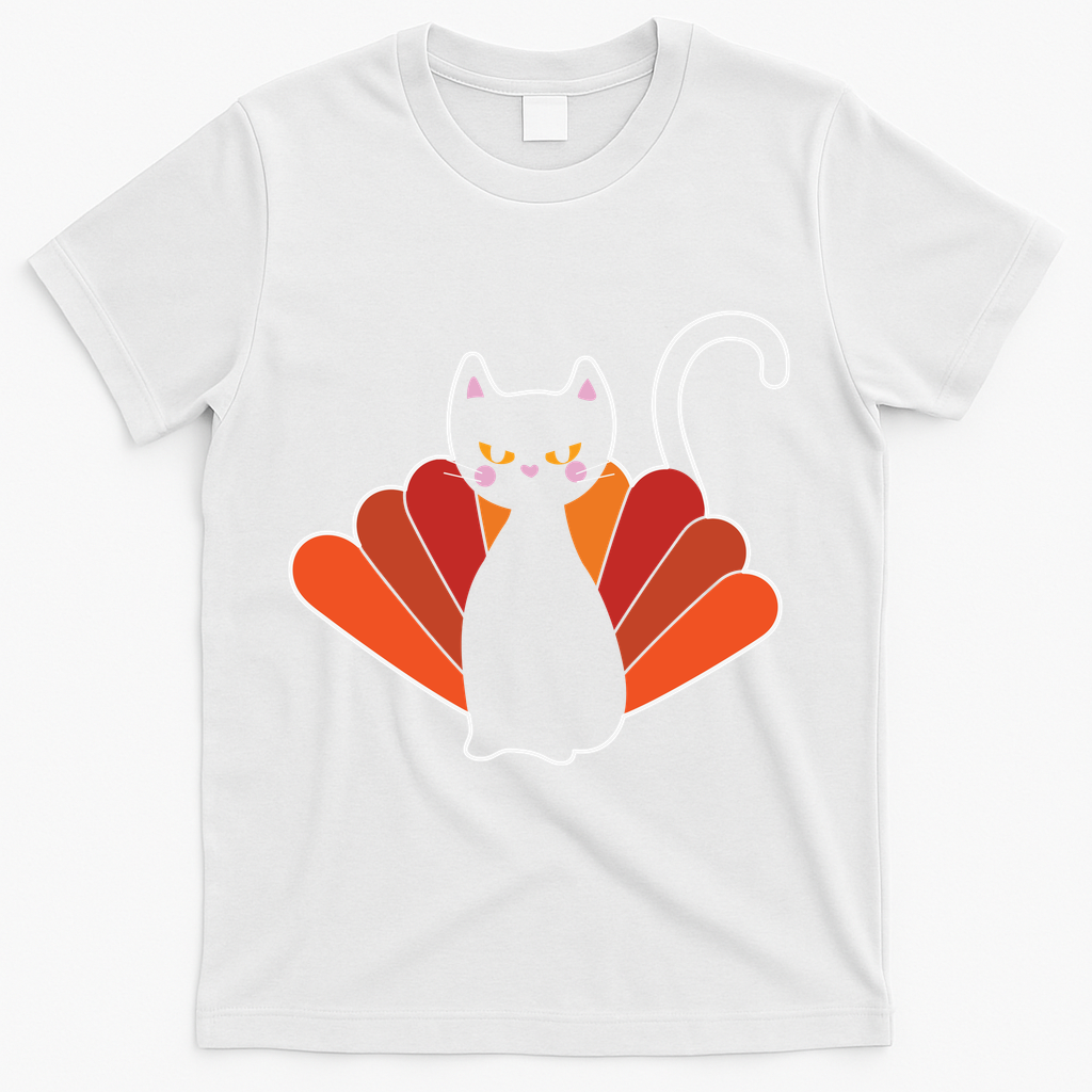 Funny Cute Thanksgiving Cat Turkey T-Shirt product image 2