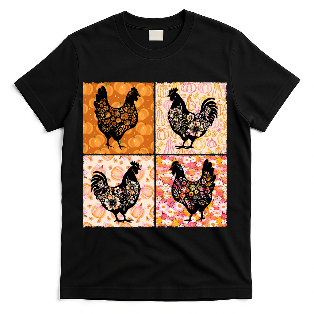 Floral Fall Chicken Cute Thankgiving T-Shirt product image 1