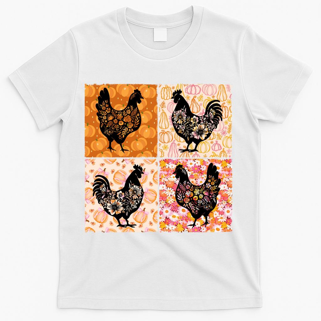 Floral Fall Chicken Cute Thankgiving T-Shirt product image 2