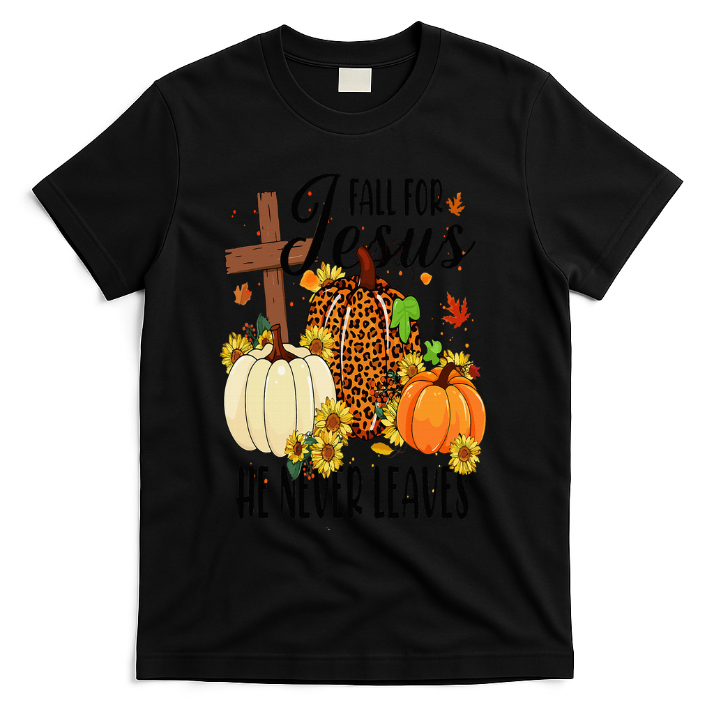 Fall For Jesus He Never Leaves Christian Autumn product image 1