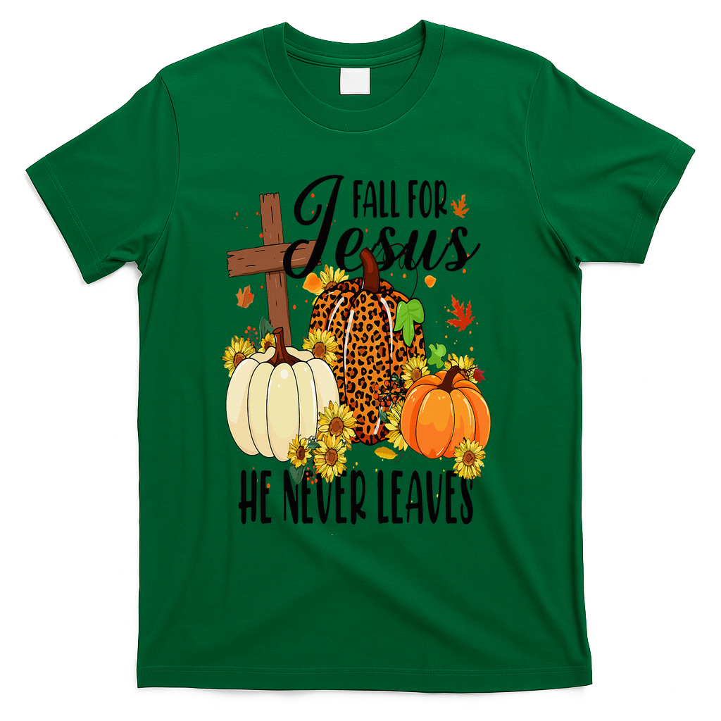 Fall For Jesus He Never Leaves Christian Autumn product image 4