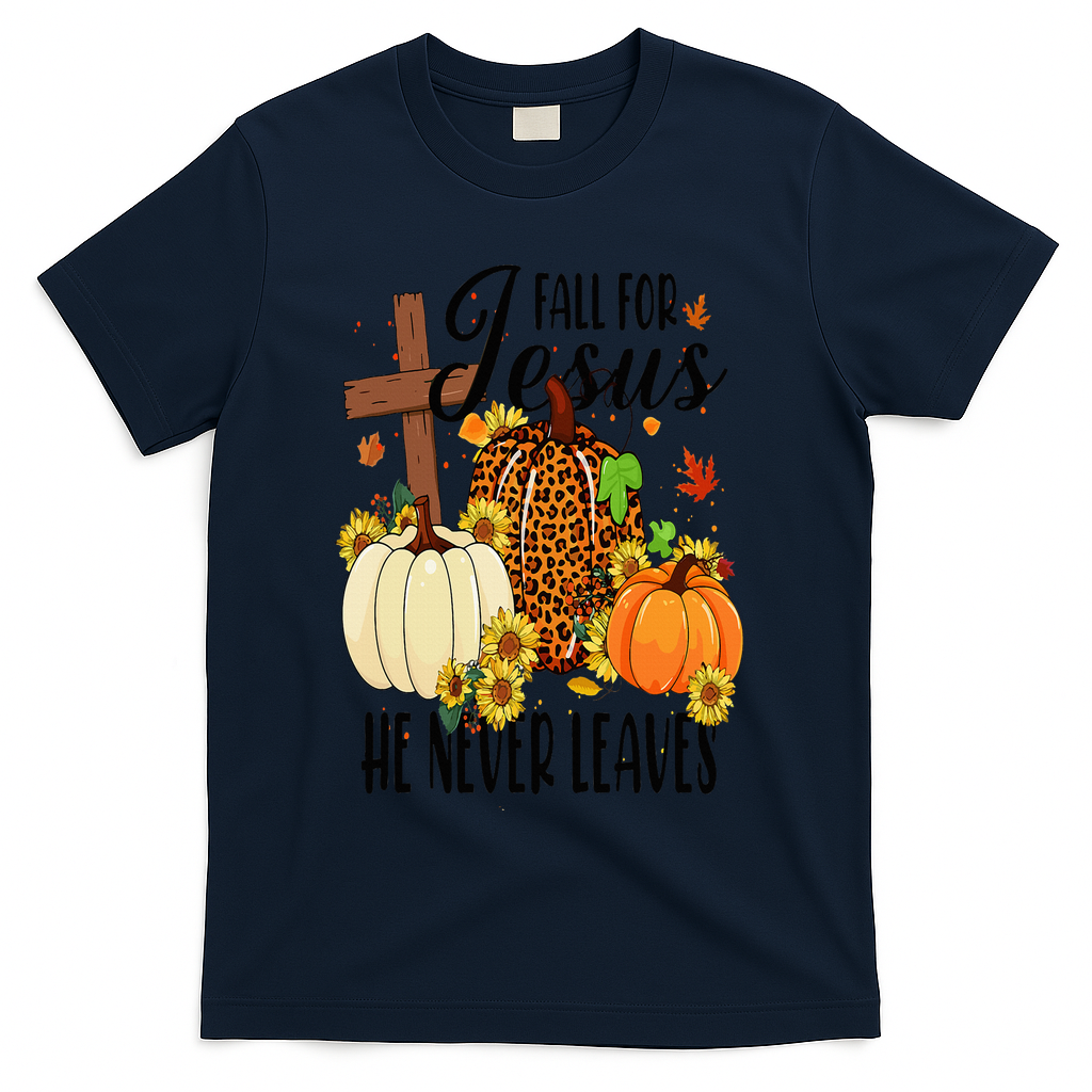 Fall For Jesus He Never Leaves Christian Autumn product image 3