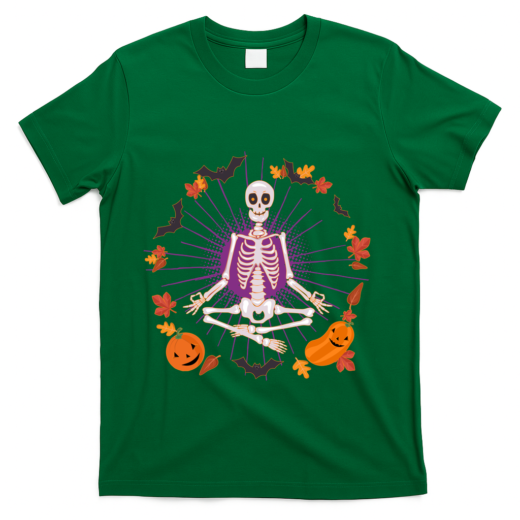 Funny Halloween Fall Autumn Namaste Yoga Skeleton T-Shirt product image 4