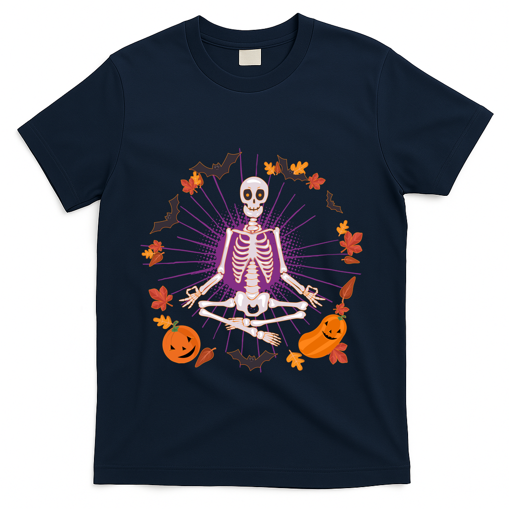 Funny Halloween Fall Autumn Namaste Yoga Skeleton T-Shirt product image 3