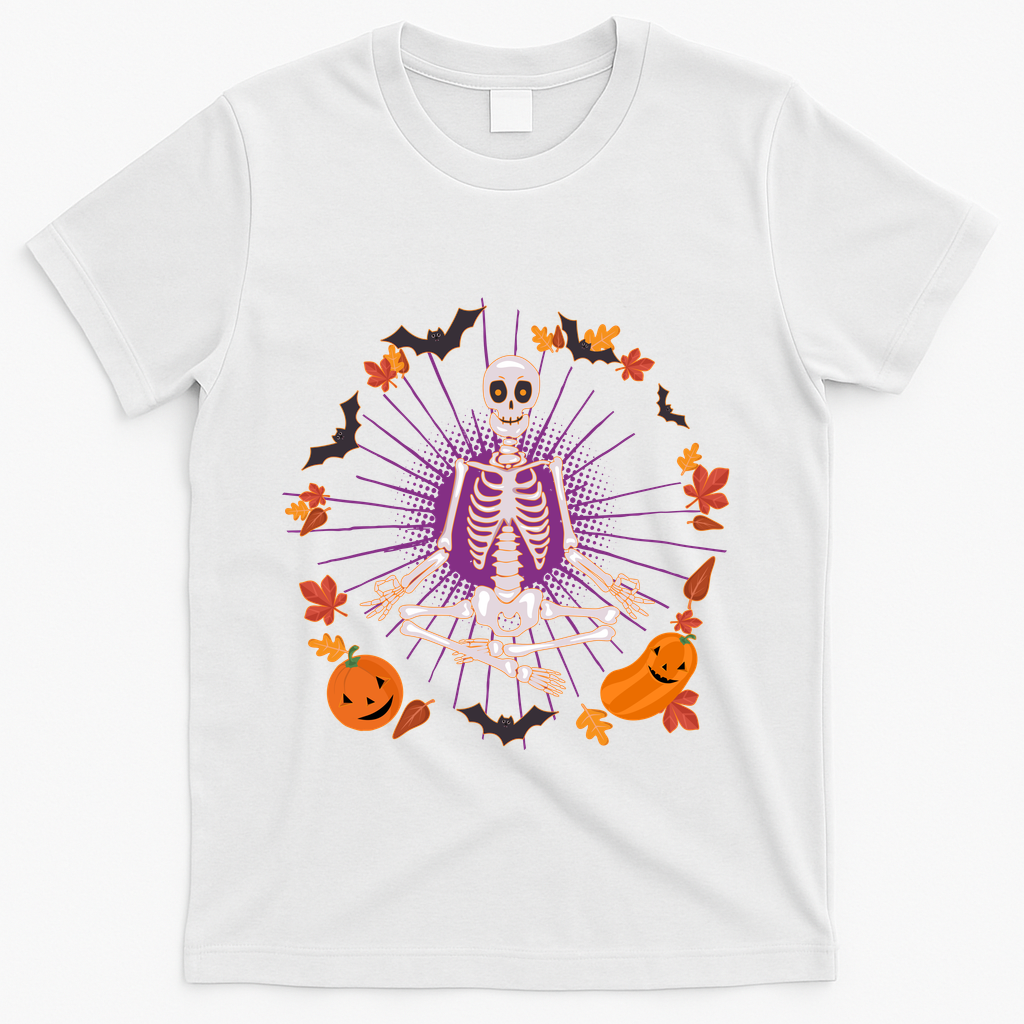 Funny Halloween Fall Autumn Namaste Yoga Skeleton T-Shirt product image 2