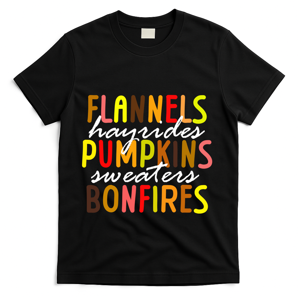 Flannels Hayrides Pumpkins Sweaters Bonfires T-Shirt product image 1