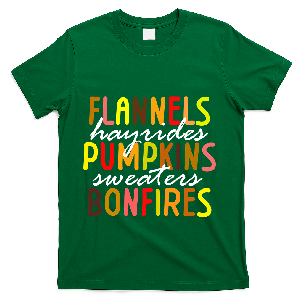 Flannels Hayrides Pumpkins Sweaters Bonfires T-Shirt product image 4