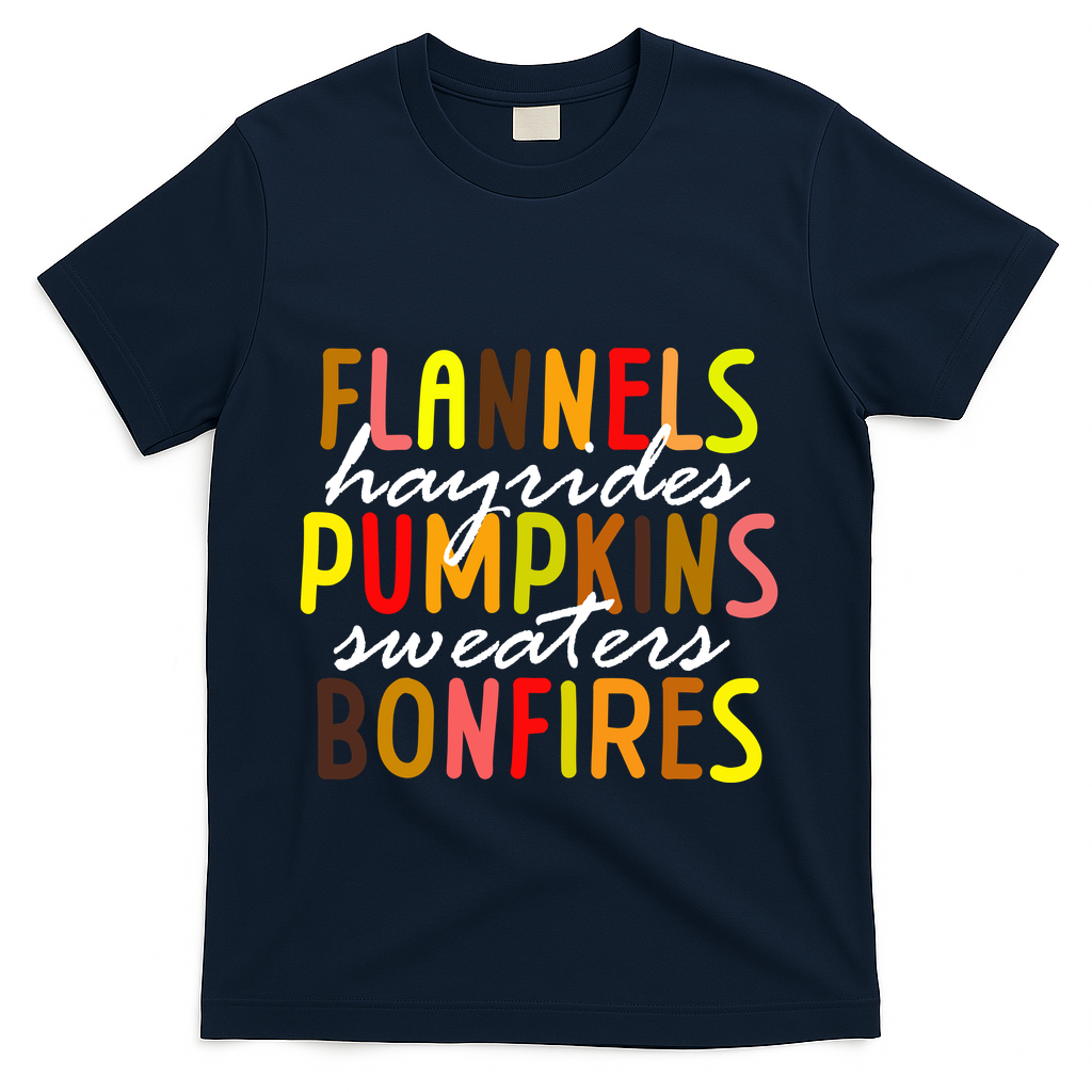 Flannels Hayrides Pumpkins Sweaters Bonfires T-Shirt product image 3