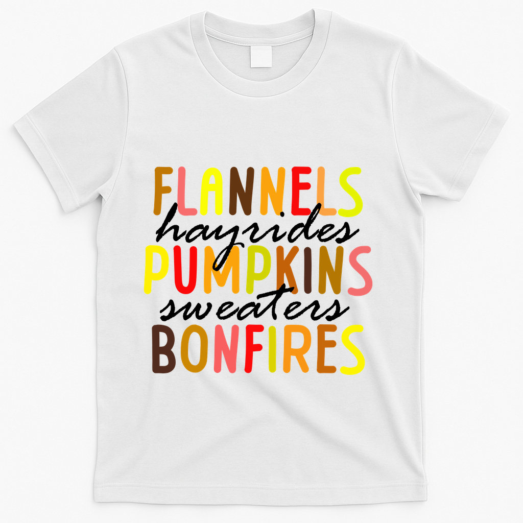 Flannels Hayrides Pumpkins Sweaters Bonfires T-Shirt product image 2